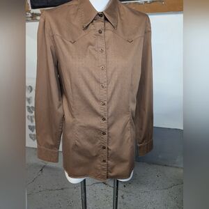 CR RANCHWEAR Button-Up Western Shirt Pleasure Shirt Tiny Crystals SzL